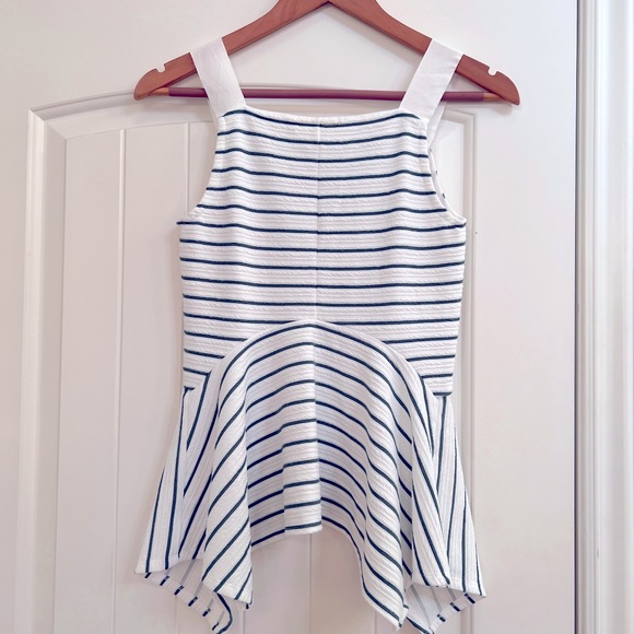 Peplum Top - green and cream stripe (XS) - Picture 2 of 3